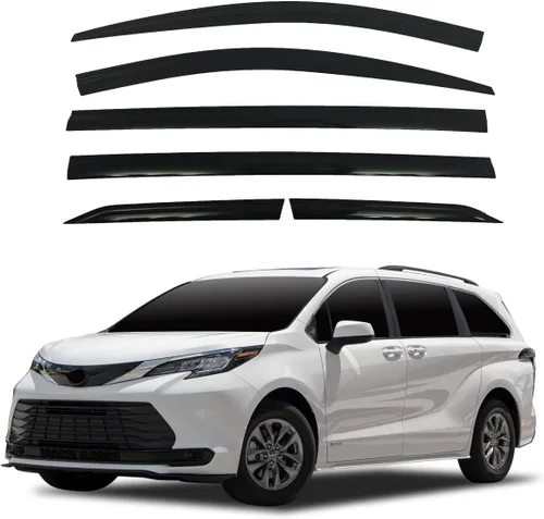 AUTO CLOVER - Juego de viseras adhesivas para lluvia y deflectores de ventana para Toyota Sienna/Deflectores de ventana, protectores exteriores