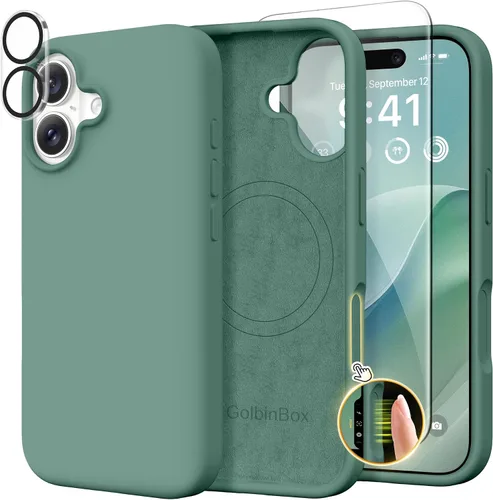 Miniatura 11 de GolbinBox Funda magnética para iPhone 17, compatible con MagSafe, cubierta de silicona integrada para control de cámara, funda de silicona líquida a