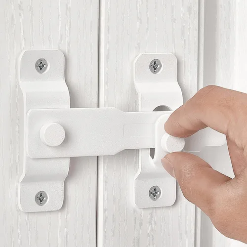 Miniatura 10 de INIRET Paquete de 2 pestillos para puerta de granero, 4.33 x 3.23 pulgadas, acero inoxidable negro mate, cerraduras de puerta abatibles, cerraduras