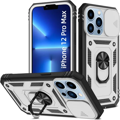 Miniatura 11 de Korecase Funda de protección para iPhone 12 Pro Max Kickstand con cubierta para lente de cámara, deslizante, grado militar, resistente, de doble Rosa