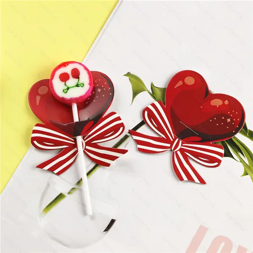 Miniatura 2 de AUOCATTAIL 100 tarjetas de papel de piruleta para el día de San Valentín, diseño de corazón rojo, piruleta, tarjetas de papel decoradas, tarjetas
