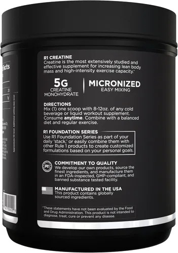 Miniatura 3 de Rule 1 Proteins Polvo de creatina: monohidrato de creatina micronizada pura para ejercicio de alta intensidad y apoyo de masa corporal magra