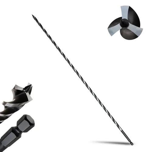 Miniatura 35 de 8 brocas profesionales de 12 pulgadas de largo para madera con vástago hexagonal de cambio rápido de 1/4 pulgadas (1/4-7/8 pulgadas), diseño de 3