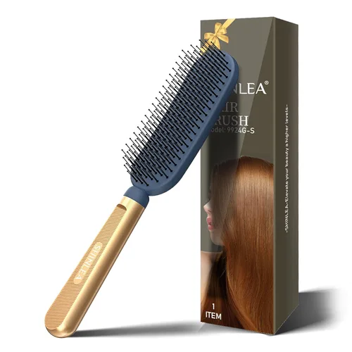 SHINLEA Cepillo de pelo delgado para cabello fino, delgado y grueso, cerdas de nailon dobles suaves para desenredar y masajes profundos, mango