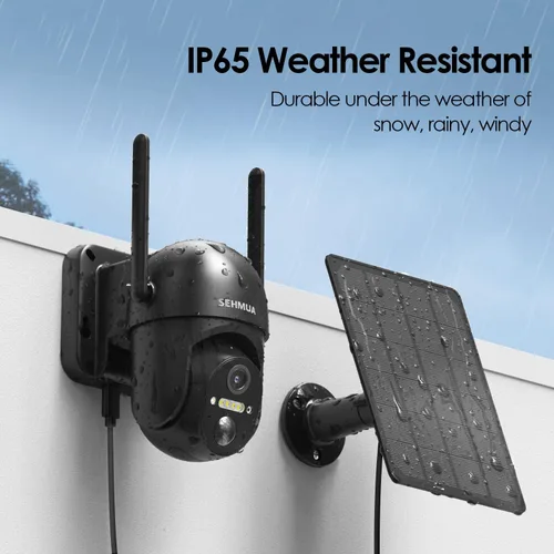 Miniatura 3 de SEHMUA Paquete de 2 cámaras inalámbricas para exteriores, cámaras de seguridad solar 2K inalámbricas para exteriores con visión de 360°, seguridad