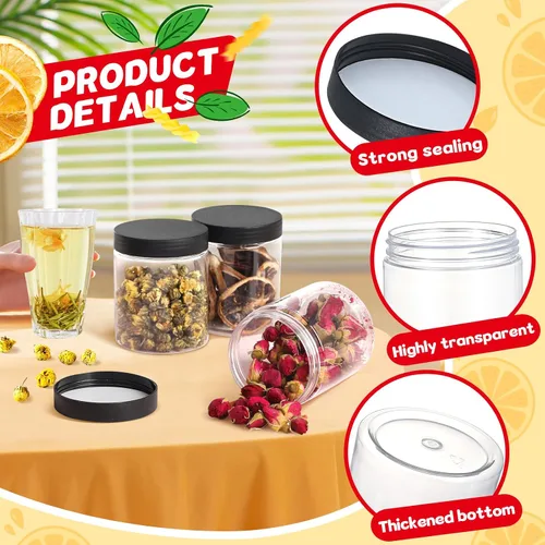 Miniatura 6 de sietpoek 48 PIEZAS Tarros de Plástico de 8 OZ con Tapas de Rosca, Etiquetas Recipientes Redondos Vacíos Rellenables de Slime para Almacenar