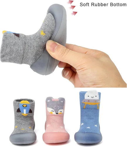 Miniatura 7 de Zapatos de calcetín para bebé, suela de goma suave, antideslizante, para interiores, para bebés, niños y niñas, zapatos de entrenamiento