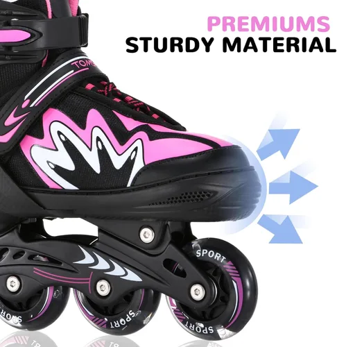 Miniatura 6 de TOMSHOO Adjustable Inline Skates for Kids Outdoor Roller Skates with Full Light Up Wheels Roller Blades for Girls and Boys Birthday Gift Rosa