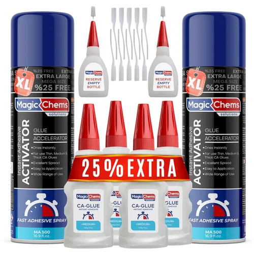 Miniatura 13 de Magic Chems - Pegamento CA con kit activador (2 pegamento de 0.8 onzas + activador de 6.7 onzas líquidas), adhesivo de cianoacrilato para impresión