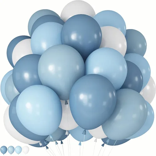 Miniatura 11 de Globos azules y naranjas, globos azul marino verde azulado de 12 pulgadas con globo plateado metálico para niños y niñas, cumpleaños, Acción