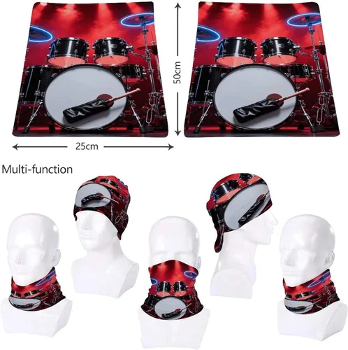 Miniatura 8 de Cool Drum Set Neck Gaiter Breathable & Moisture-Wicking Face Mask Bandana Balaclava Sun Protection Face Cover Scarf Lightweight Seamless Design for