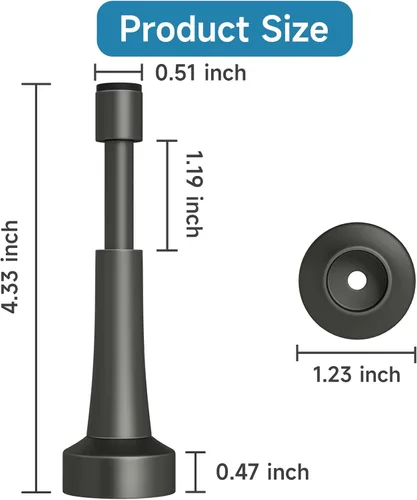 Miniatura 4 de 3 topes de puerta de resorte para pared, tope de puerta de 4.33 pulgadas para parte inferior de la puerta, topes de puerta de aluminio con punta
