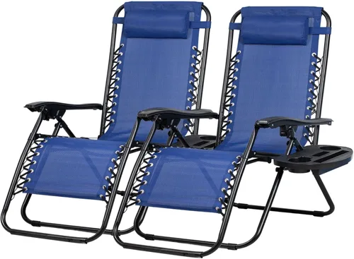 Miniatura 19 de Nazhura Juego de 2 sillas reclinables relajantes para patio, sillas de malla de acero ajustable, silla de salón de gravedad cero, sillas de playa