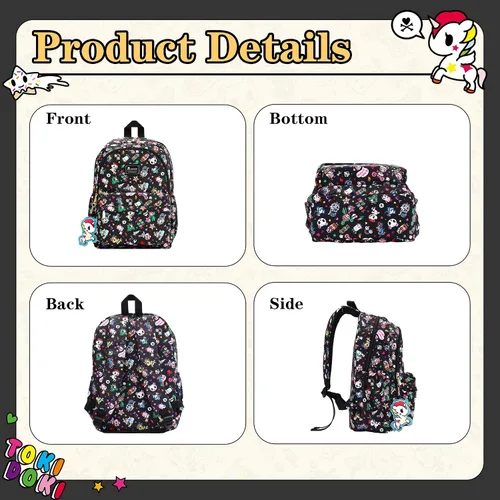 Miniatura 6 de Tokidoki Mochila con llavero Unicorno linda mochila de viaje para laptop para mujer, bolsa casual, mochila ligera, mochila de día