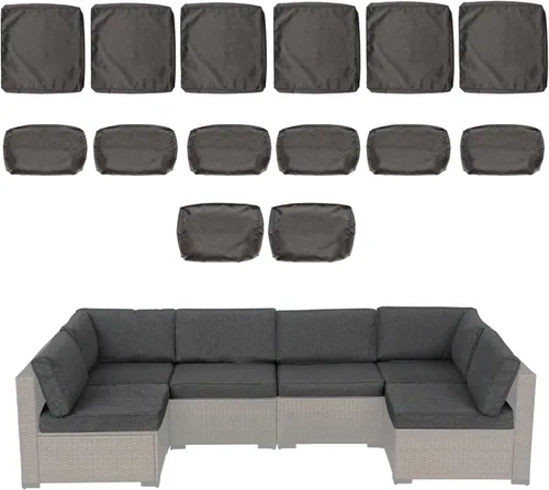 kinbor Fundas de cojín de repuesto para patio, 14 piezas, fundas de cojín para sofá de patio al aire libre con cremallera para sofá seccional, solo