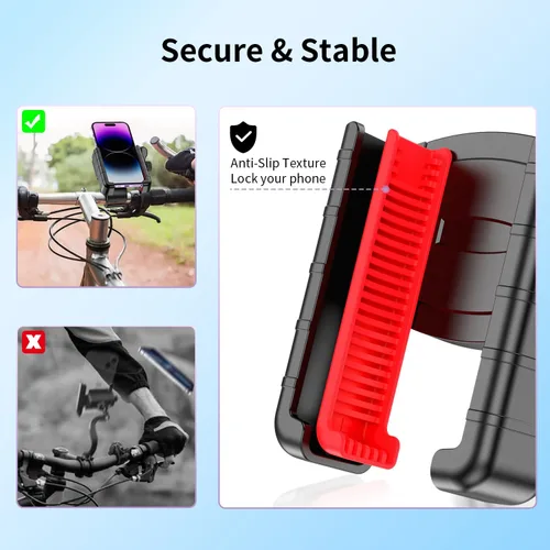 Miniatura 4 de Soporte de teléfono para bicicleta, [compatible con cámara] Soporte de teléfono de motocicleta para scooter eléctrico, montaña, moto de cross