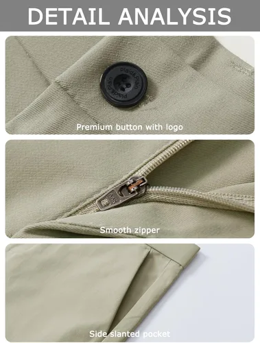 Miniatura 6 de Plaid&Plain - Pantalones chinos, a los tobillos de corte ajustado, elásticos, color caqui, para hombre