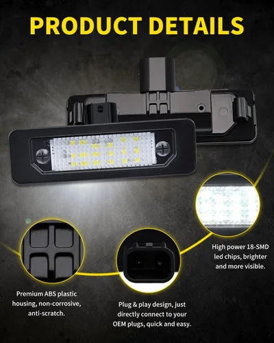 Miniatura 3 de Luces LED para matrícula, color blanco brillante, repuesto de montaje de lámpara compatible con Ford Fusion 2006-2012, Mustang 2010-2014, Taurus