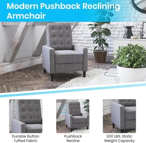 Miniatura 4 de Flash Furniture Erza LeatherSoft - Silla reclinable con botones copetudos, moderna de mediados de siglo para uso residencial y comercial