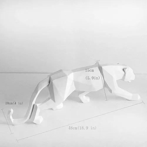 Miniatura 2 de FJWYSANGU Abstracto Estatuas De Leopardo Panther Escultura Mano Anhelada Animal Resina Decoración Moderno Para El Hogar Grande Blanco