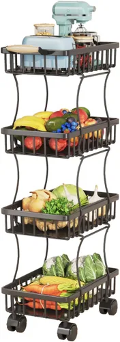 Miniatura 2 de Wisdom Star - Canasta de frutas y verduras de 4 niveles para cocina, carrito de almacenamiento de frutas y verduras, canasta de almacenamiento