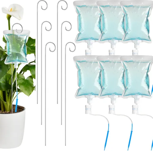 Miniatura 8 de Norme Juego de 6 piezas de riego por goteo para plantas, bolsa de agua de goteo de 500 ml (16.9 fl oz), regador de plantas con estacas de varilla