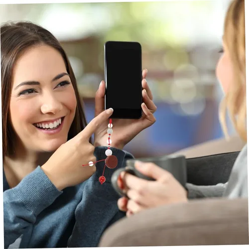 Miniatura 6 de Hemobllo Abalorio para teléfono – Jade Lotus Phone Charm Strap Agate Mobile Phone Pendant Decorativo Teléfono Celular Accesorios para Llavero Rojo