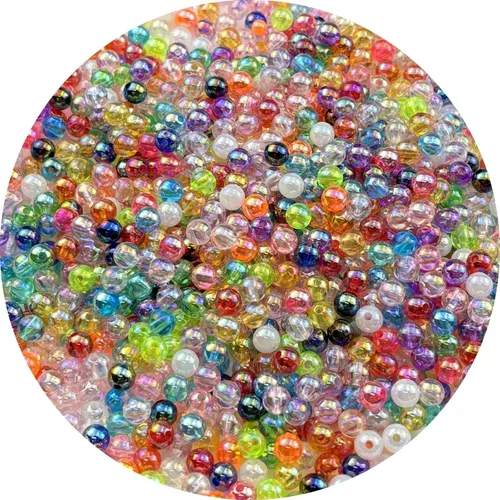 Miniatura 95 de 2000 cuentas redondas acrílicas de 0.157 pulgadas (0.157 in), cuentas espaciadoras de colores AB con agujero para bricolaje, pulseras, collares