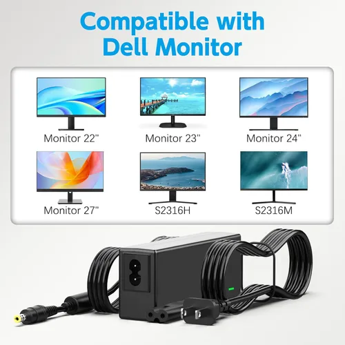 Miniatura 4 de Cable de alimentación de 12 V compatible con monitor Dell de 22 pulgadas, 23 pulgadas, 24 pulgadas, 27 pulgadas, S2316H, S2316M, S2340L, S2340M