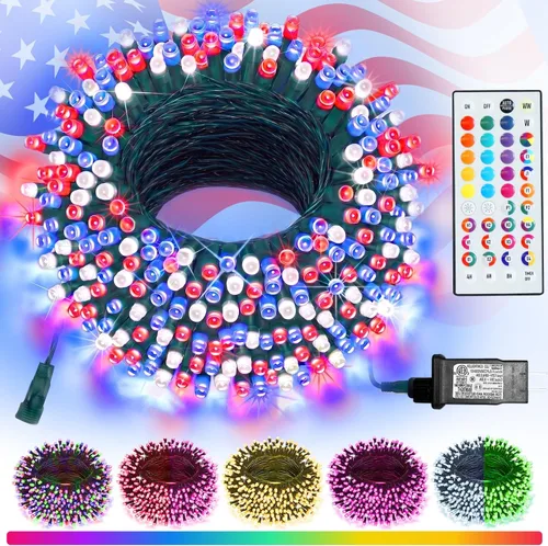Miniatura 13 de Pooqla Guirnalda de 200 luces LED para interiores y exteriores, luces verdes de Halloween de 66 pies, enchufables con temporizador, 8 modos Alambre