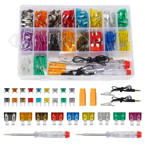 AHIER - Juego surtido de fusibles de automóvil de 306 piezas, con 2 probadores de fusibles de automóvil y 2 extractores de fusibles, fusibles