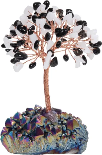 Miniatura 7 de Árbol de cristal de peridoto con base de cristales de titanio arcoíris, bonsái de dinero de reiki curativo para decoración de escritorio de oficina