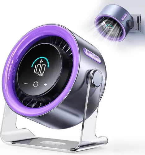 Miniatura 10 de USB Desk Fan for Bedroom: 100 Speeds Digital Display Quiet Portable Fan with Turbo Airflow, 120° Rotating Small Rechargeable Battery Desktop &