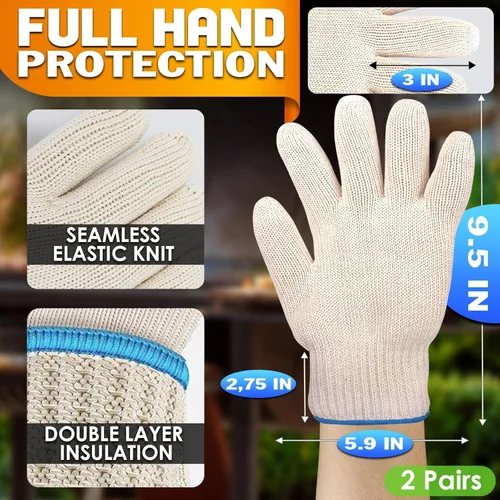 Miniatura 2 de Guantes resistentes al calor para cocinar: 2 pares de guantes de algodón para ollas de cocina, guantes de cocina para hornear, guantes de cocina al