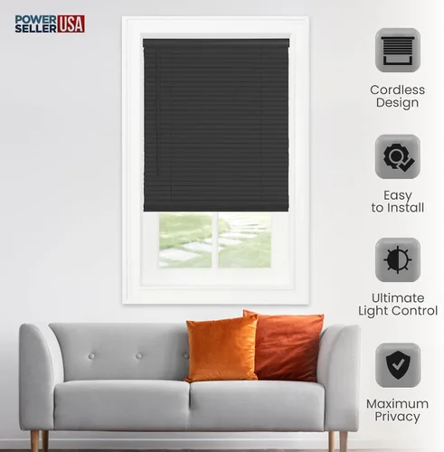 Miniatura 4 de PowerSellerUSA Persianas sin cordones, privacidad y filtro de luz, listones de 1 pulgada de vinilo, tratamiento de ventana anti-UV, se adapta a
