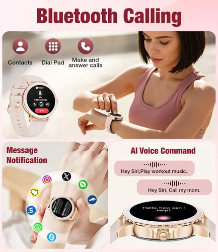 Miniatura 2 de LIGE Relojes inteligentes para mujer (respuesta Bluetooth/Hacer llamadas), reloj inteligente con pantalla de 1.27 pulgadas, batería de 300 mAh