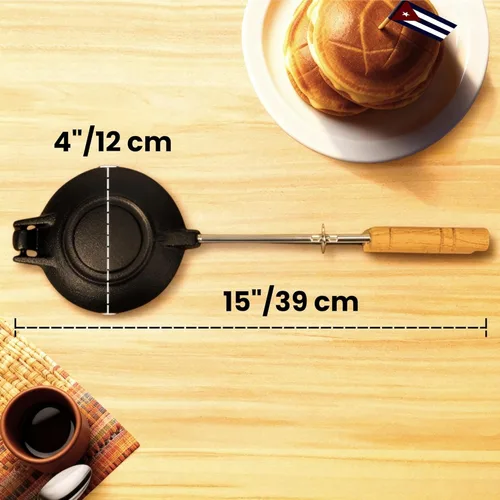 Miniatura 8 de Disquera de Pan Cubano Redondo (1 Unidad) – Prensa de Sándwich Cubana de Hierro Fundido para Disco Volador Para Sándwich – Fabricador de Sándwich