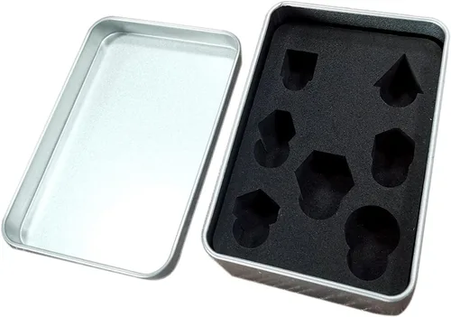Miniatura 2 de Juego de dados de metal con escamas de dragón en color negro con caja de exhibición, perfecto para juegos, equilibrio adecuado y distribución