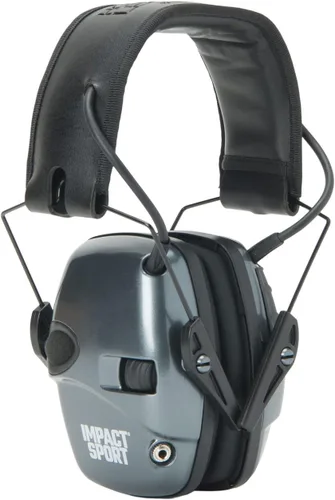 Howard Leight Impact® Sport, orejera color gris carbón metálico para jóvenes y adultos, talla pequeña (R-02532)