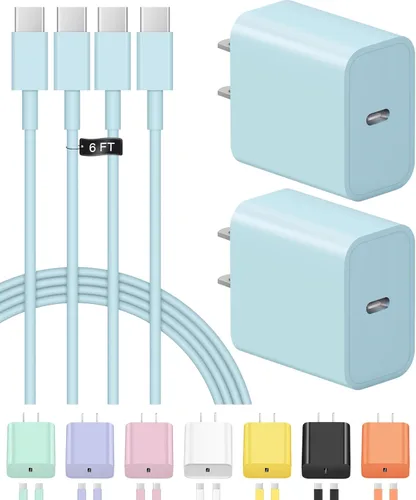 Miniatura 18 de Cargador de carga rápida USB C para iPhone 17, 16, 15, paquete de 2 cargadores tipo C, cable de 6 pies para iPhone 17/17 Plus/17 Pro/17 Pro