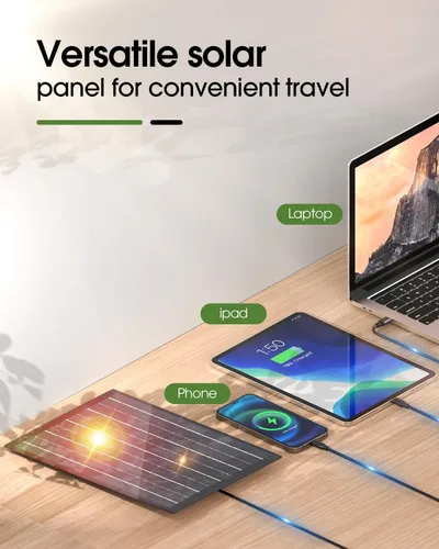 Miniatura 5 de Ventilador recargable con energía solar, (30 horas de funcionamiento) ventiladores de camping solares y linterna LED, ventilador portátil de 8