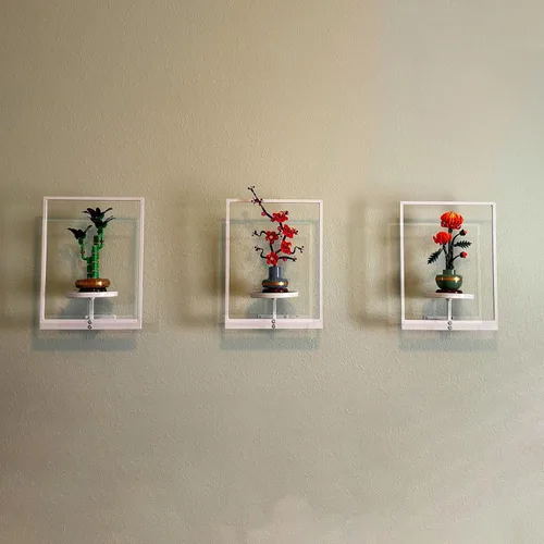 Miniatura 8 de Juego de 3 macetas de pared con marco de fotos, estantes colgantes de metal modernos para plantas, soporte de pared inoxidable para interiores