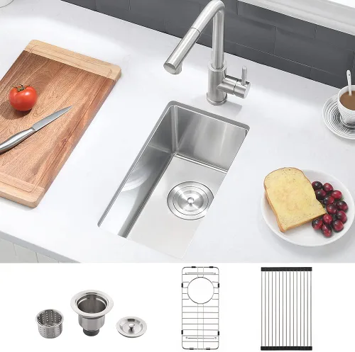 Miniatura 20 de Fregadero de Barra Negro de 10 Pulgadas Bajo Encimera-VASOYO 10x18 Fregadero de Barra Húmeda Bajo Encimera Pequeños Fregaderos de Cocina para RV