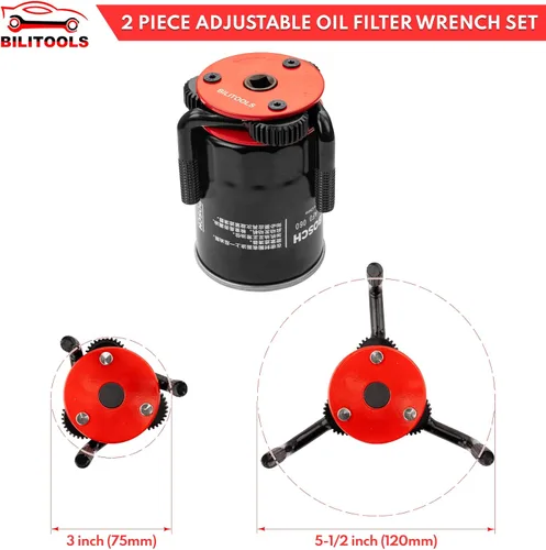 Miniatura 3 de Bilitools herramienta de extracción de filtro de aceite, juego de llave de filtro de aceite universal ajustable de 2-1/2 a 4 pulgadas y de 3 a 5-1/8