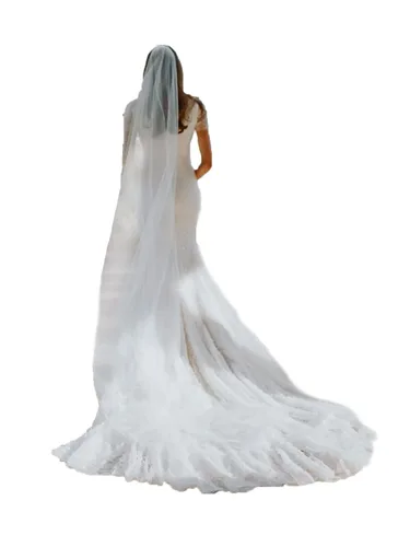 Unicra Velo de novia de 1 nivel largo catedral tul accesorios para el cabello con peine de velo de boda para novias 587in de ancho x 1181in de largo