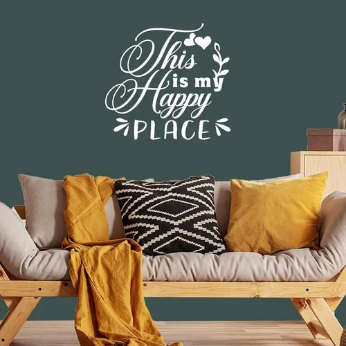 Miniatura 3 de Calcomanías de pared con texto en inglés "This is My Happy Place" (This is My Happy Place) removibles para decoración de paredes de habitación