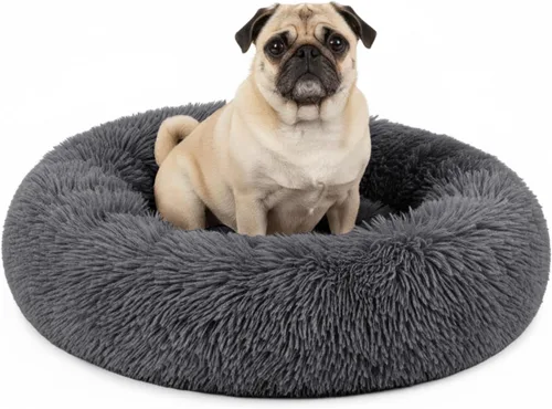 Miniatura 10 de PetAmi Cama calmante para perros y gatos pequeños y medianos, 23 camas redondas en forma de dona, cama lavable y esponjosa de piel sintética