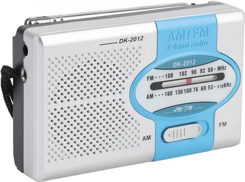 Radio portátil, radio transistor de bolsillo AM FM con altavoz y conector para auriculares, para viajes al aire libre y uso doméstico (azul plateado)