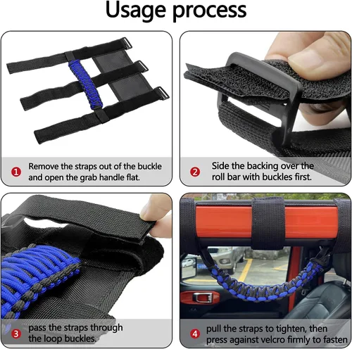 Miniatura 3 de 4 asas de agarre de barra antivuelco compatibles con Jeep Wrangler JLU JK JKU TJ YJ LJ JT JL y Gladiator JT 1987-2021 UTV y ATV, se adapta a barras