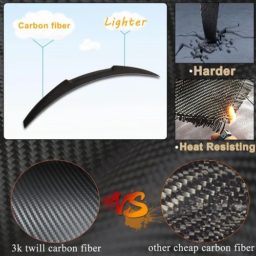 Miniatura 4 de Alerón de maletero de fibra de carbono para Alfa Romeo Giulia Sedan 2015-2024 Tapa trasera de maletero Highkick Spoiler Wing Lip Factory Outlet